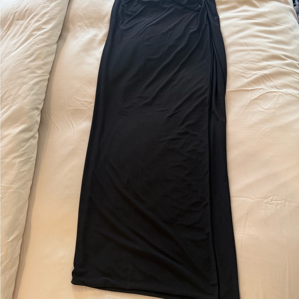 Windsor Black Maxi Skirt with Side Drape